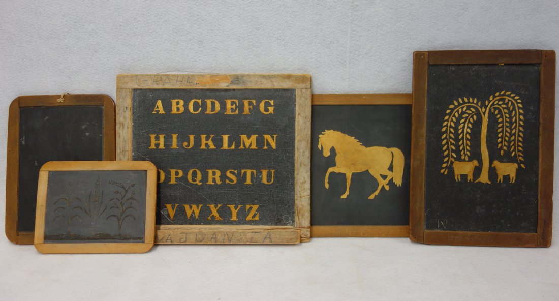 Grouping of 5 vintage child's slate boards, 19th to (1 of 7)