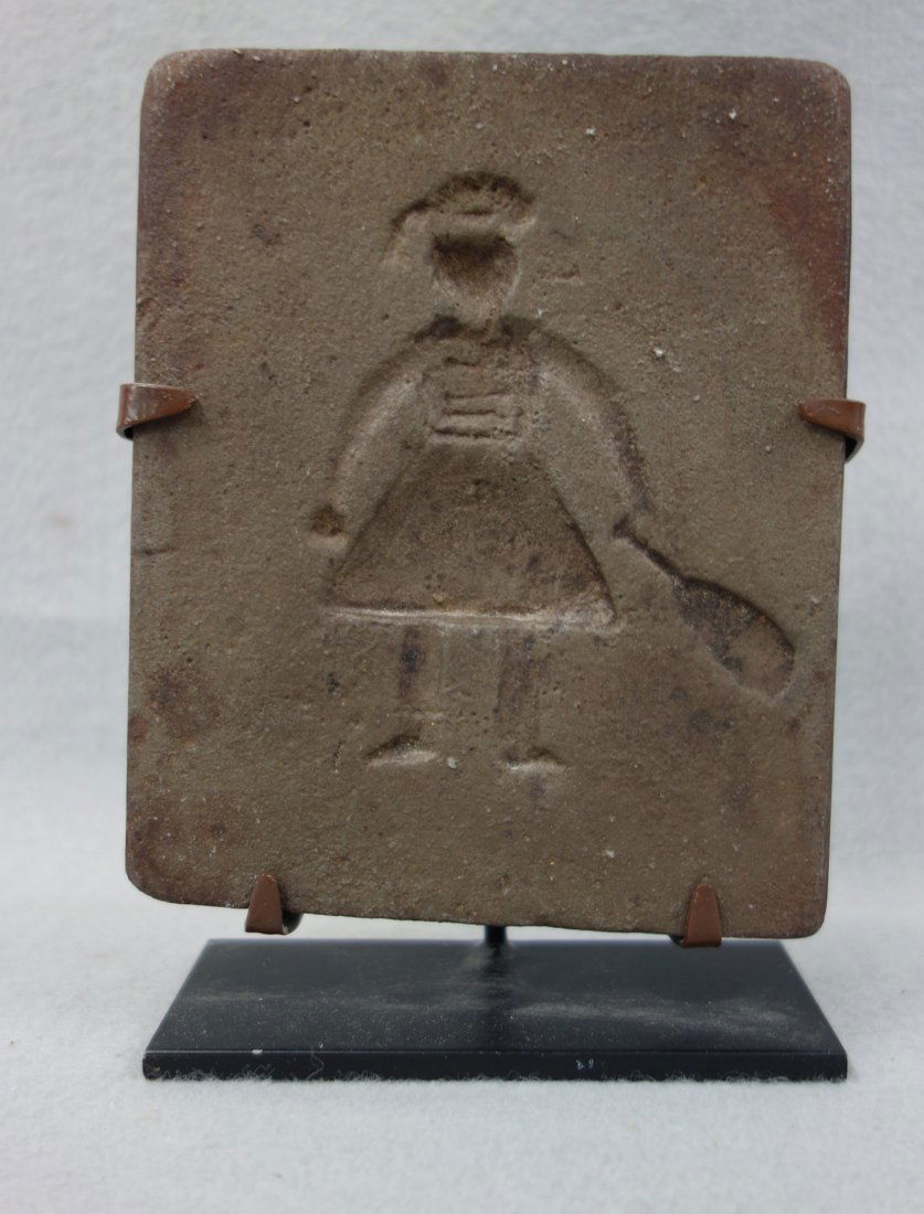Cast iron rectangular cookie mold of a lady wearing (1 of 3)