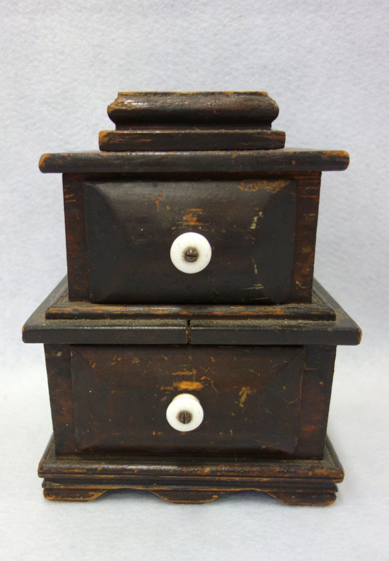 Primitive 2 drawer sewing box, mid 19th century - (1 of 5)