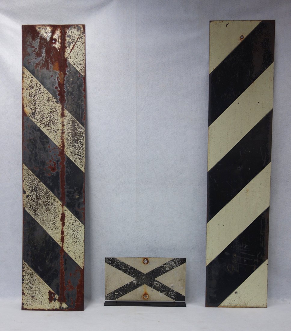 Three vintage railroad signs including 2 black and (1 of 5)