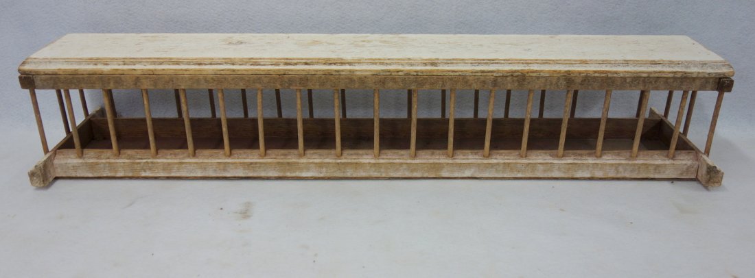 Old wooden chicken feeder in white paint, early to mid (1 of 2)