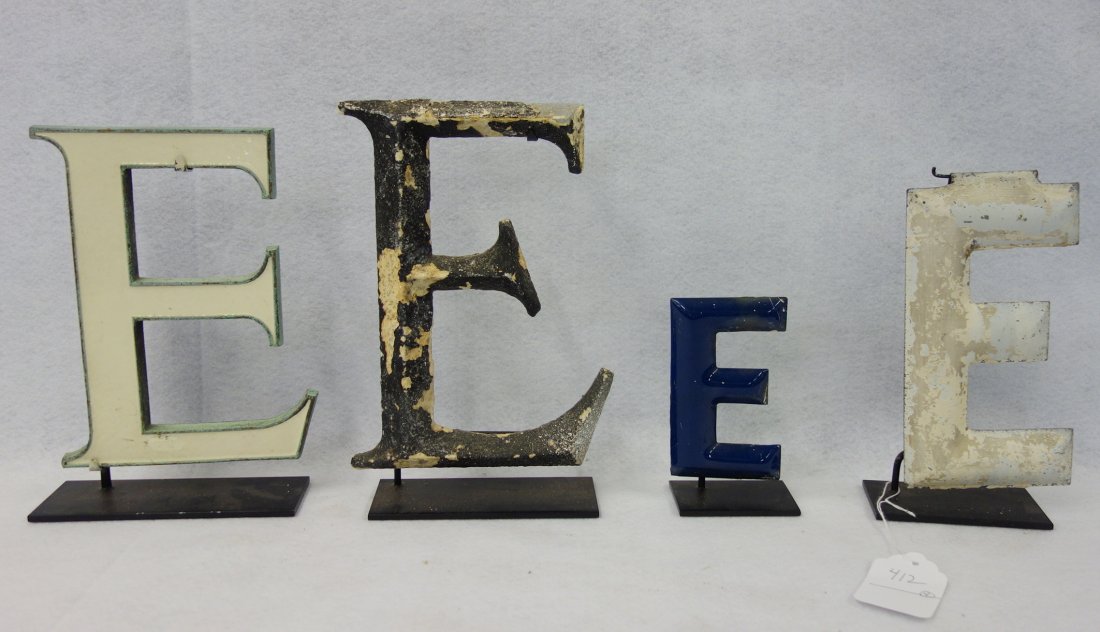 Grouping of 4 metal letter "E" 's including 1 small (1 of 3)