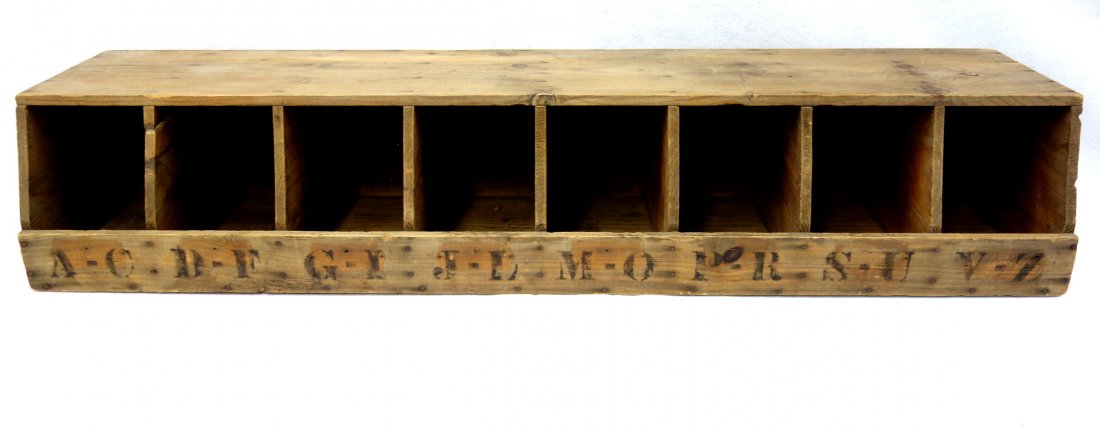 Old country store cubby hole unit having 8 compartments (1 of 5)