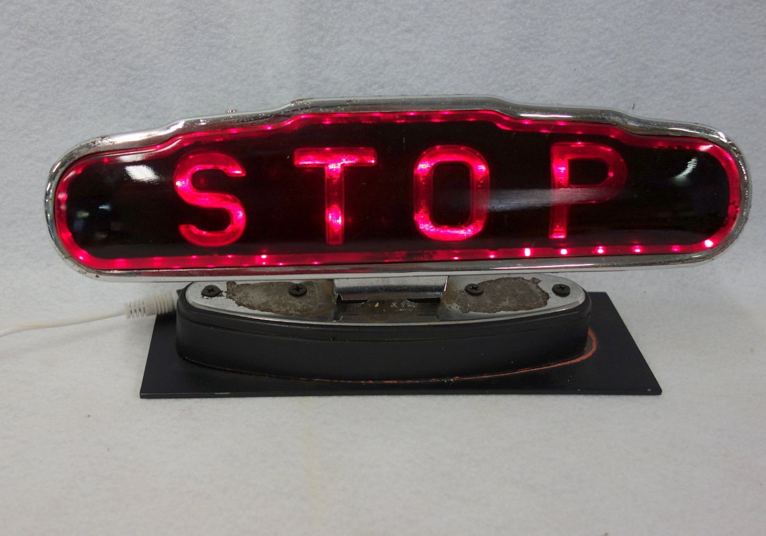 Vintage auto/taxi  "Stop" light in red with chrome (1 of 2)