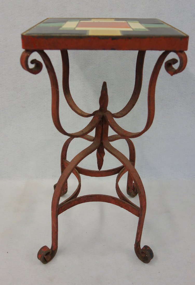 Very fine arts and crafts iron plant stand in old red (1 of 3)