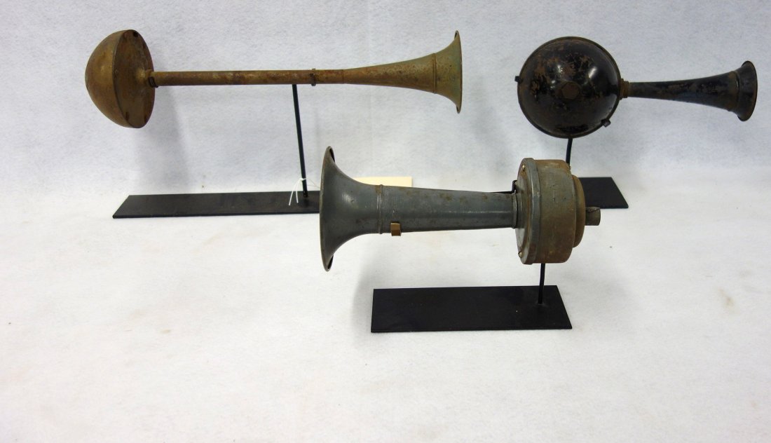 Three vintage auto/truck horns including: 1) Gray paint (1 of 6)