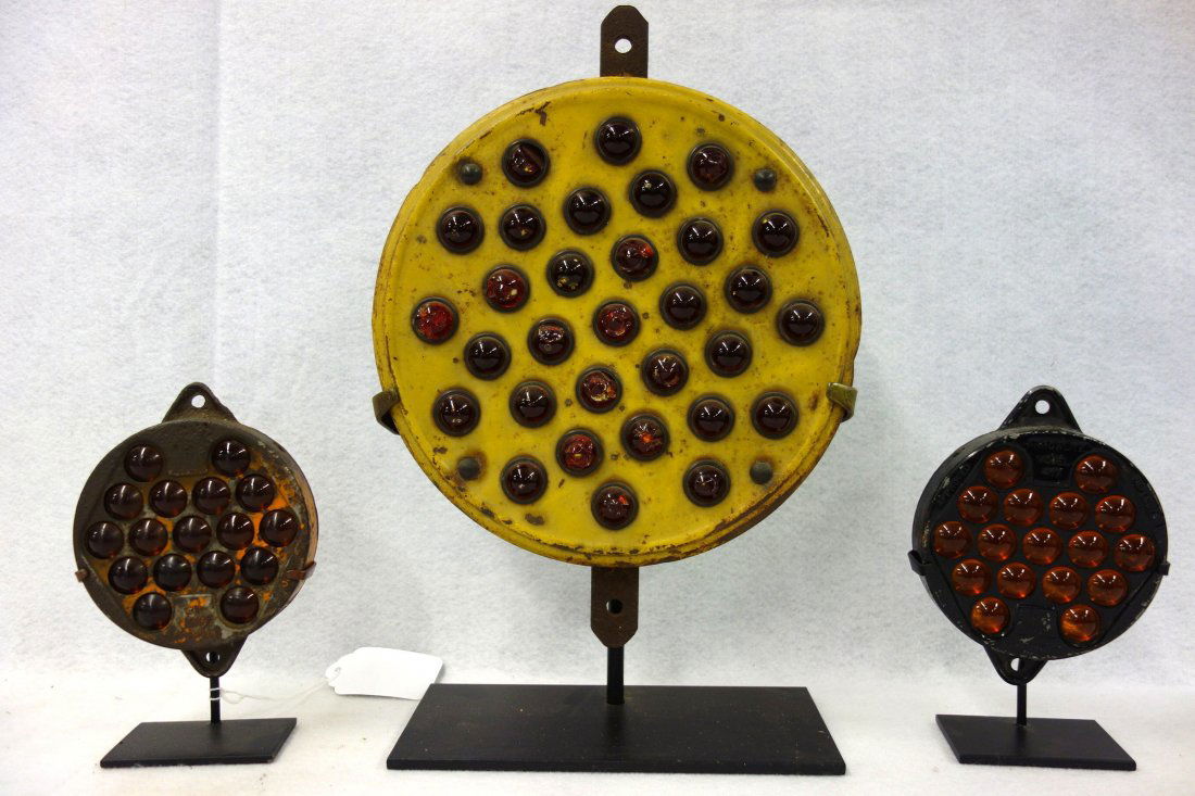 Three old reflectors with marble glass inserts (1 of 5)