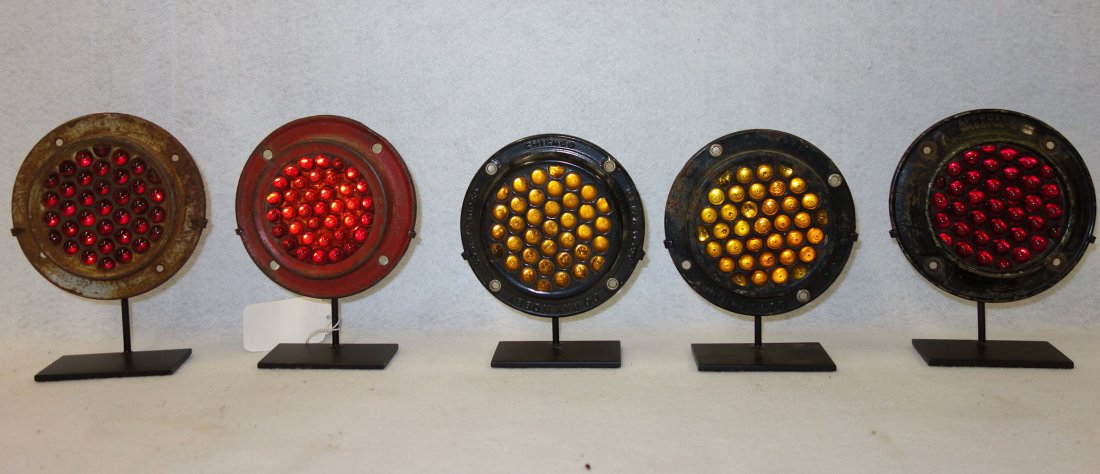 Five vintage auto/truck glass reflectors with metal (1 of 4)