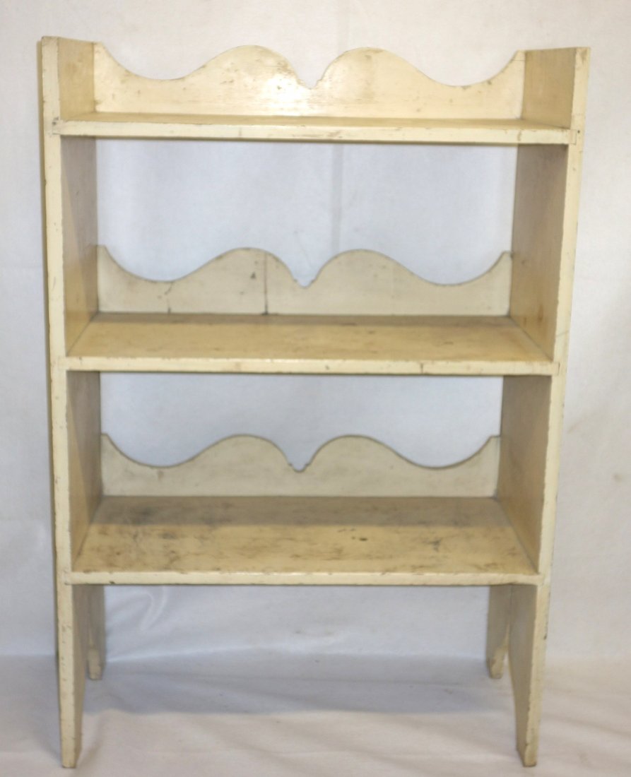 Old wooden country shelf unit with 3 shelves and shaped (1 of 5)