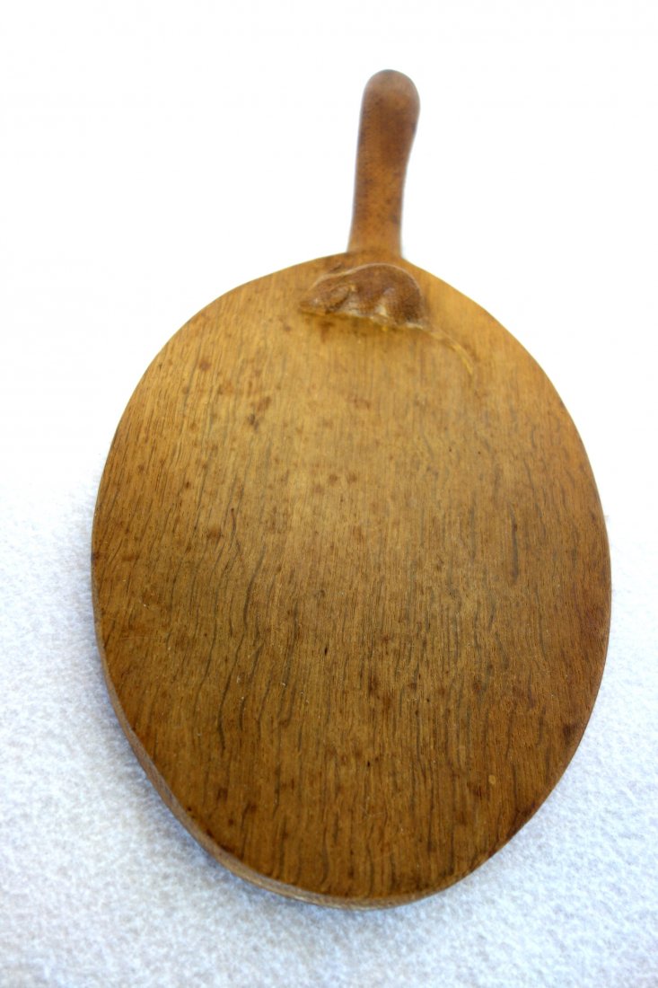 Oak cheese cutting board with carved mouse on surface (1 of 4)