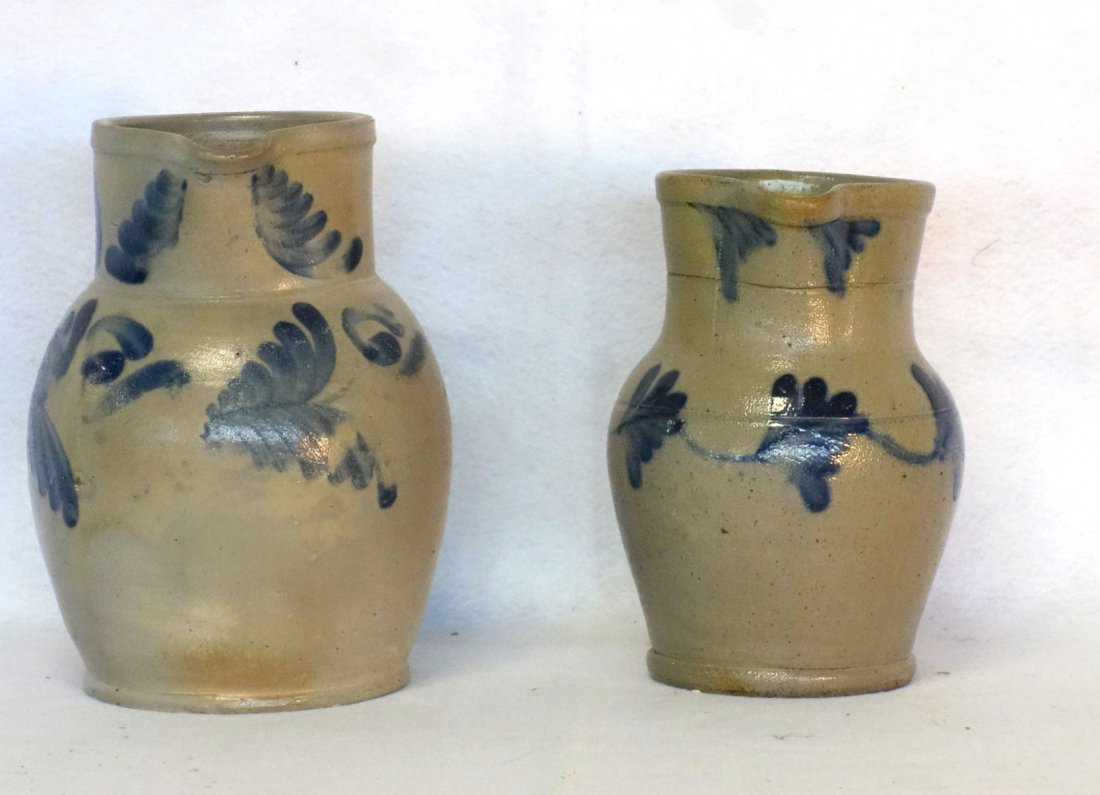 Two Pennsylvania stoneware milk pitchers decorated on (1 of 4)