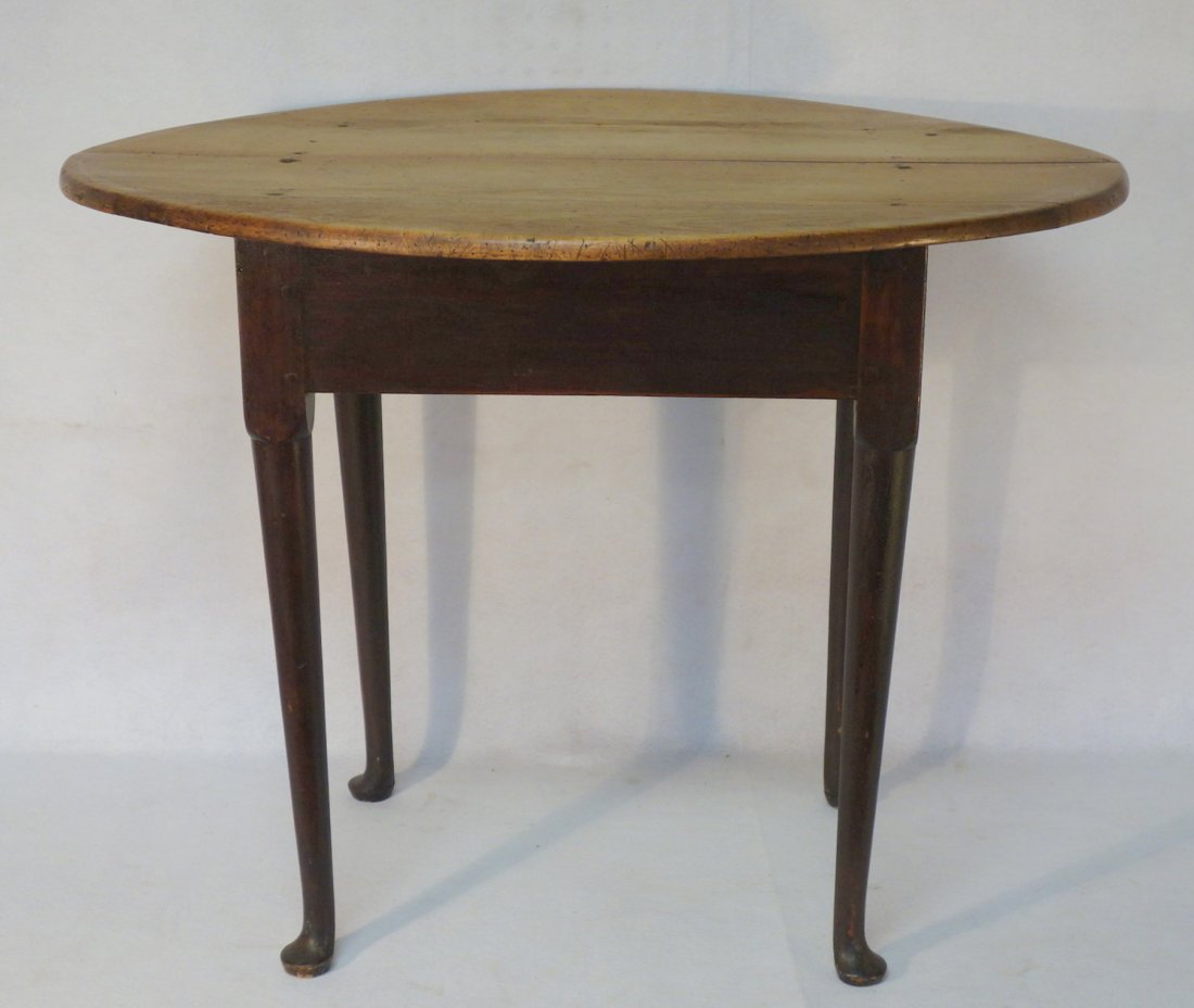 Queen Anne period tea table, old red painted base, (1 of 7)