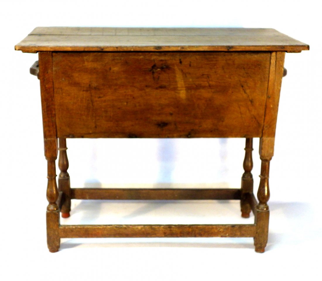 Very early oak dough box with lift top in oak, cross (1 of 10)