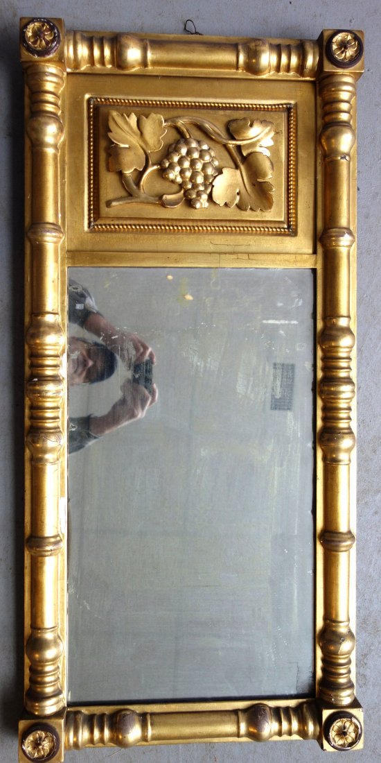 Large Sheraton double panel wall mirror with side (1 of 5)