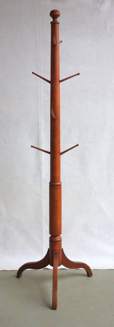 Early Hepplewhite wooden post form hat rack in old red (1 of 5)