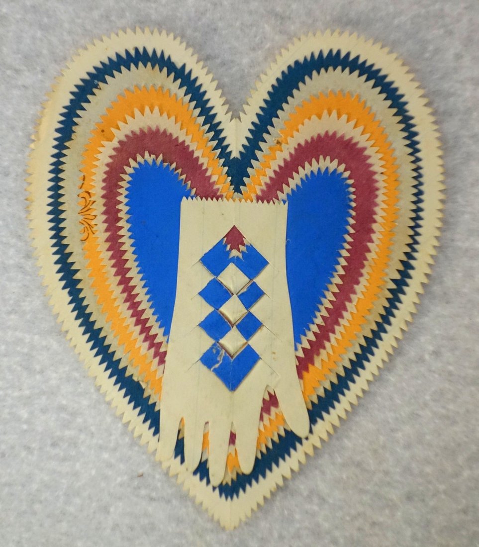 Heart and hand miniature hand cut paper valentine - (1 of 2)