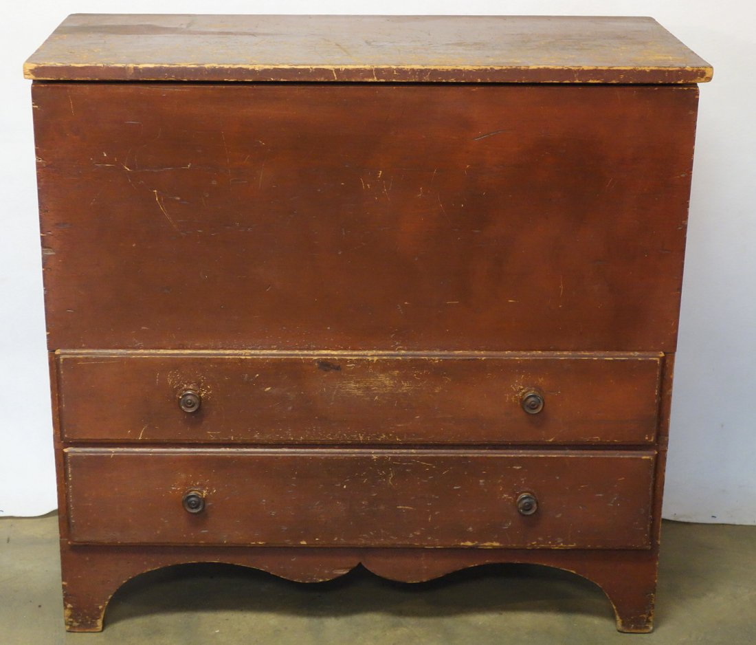 Blanket chest with 2 lower drawers with carved wooden (1 of 6)