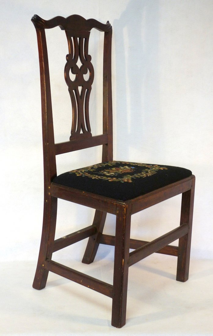 Chippendale side chair with fitted needlepoint seat - (1 of 4)