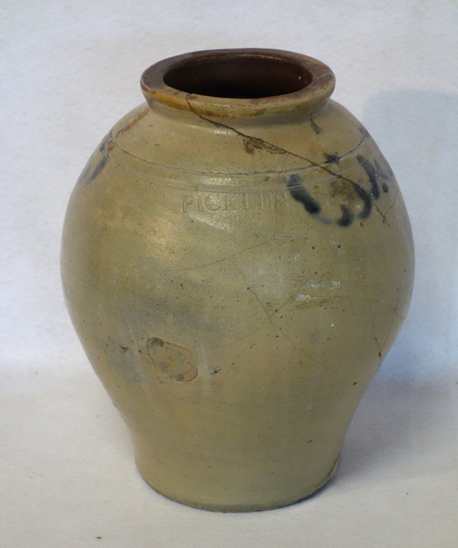 Stoneware ovoid storage jar - 1 gallon - stamped (1 of 6)