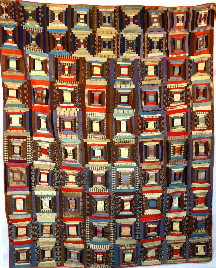 Log cabin quilt, late 19th century. Approximately 83" x (1 of 4)