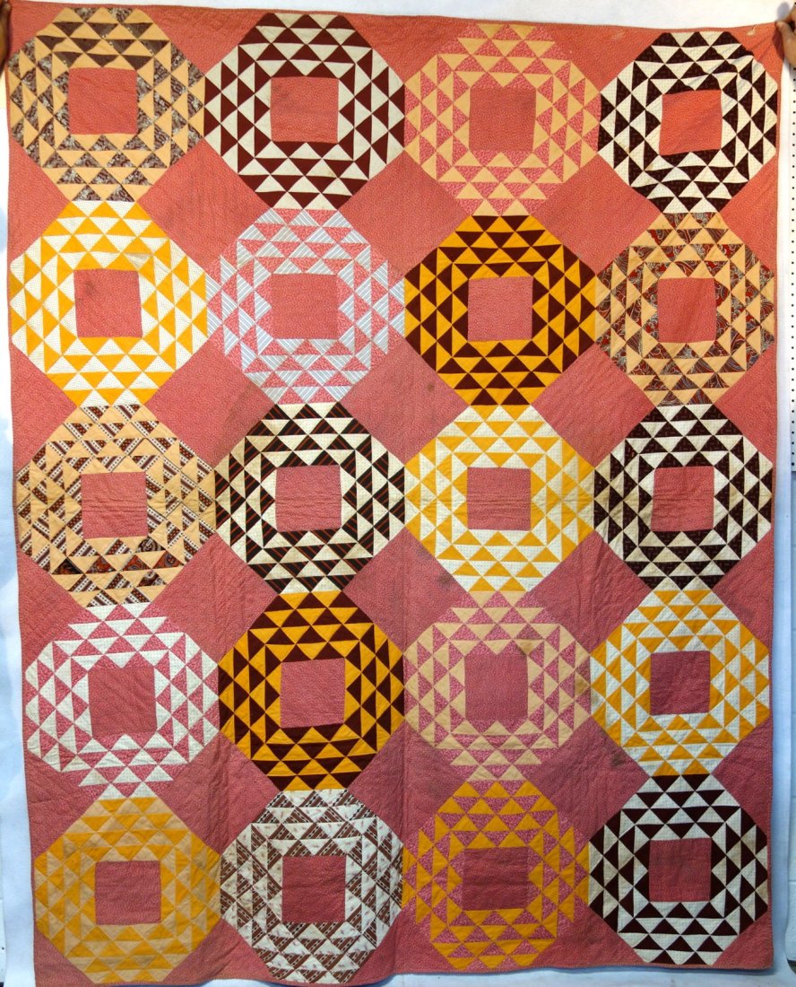 Patchwork quilt in flying geese variation, probably a (1 of 6)