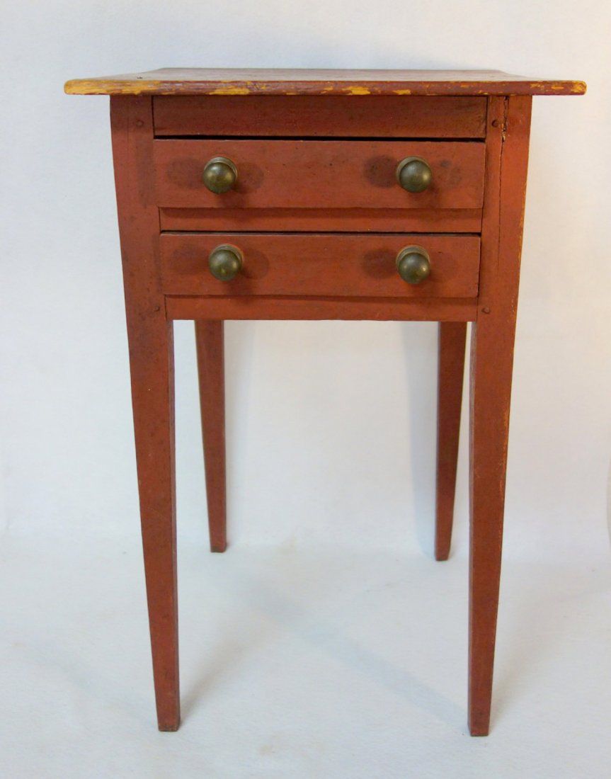 Very fine Hepplewhite 2 drawer stand in old red paint (1 of 4)
