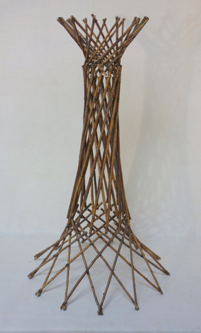 Rustic twig collapsible plant stand. Late 19th to early (1 of 3)