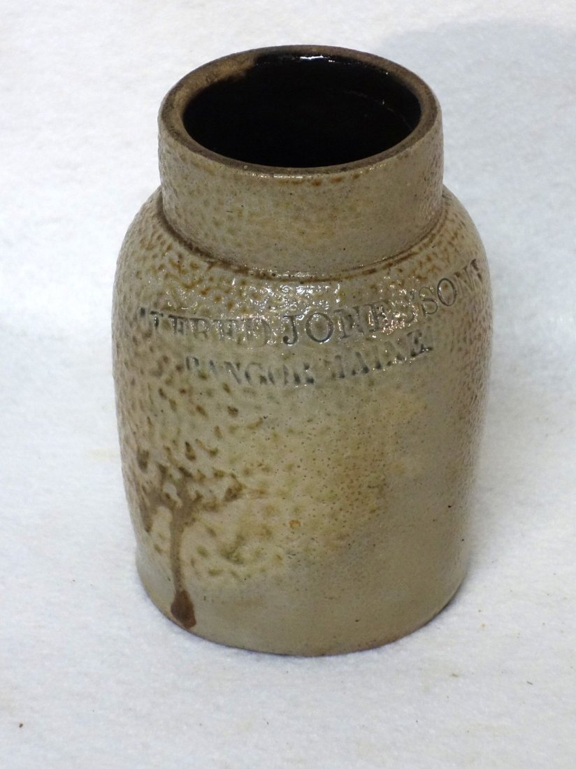 Stoneware oyster jar stamped "Alfred Jones' Sons Bangor