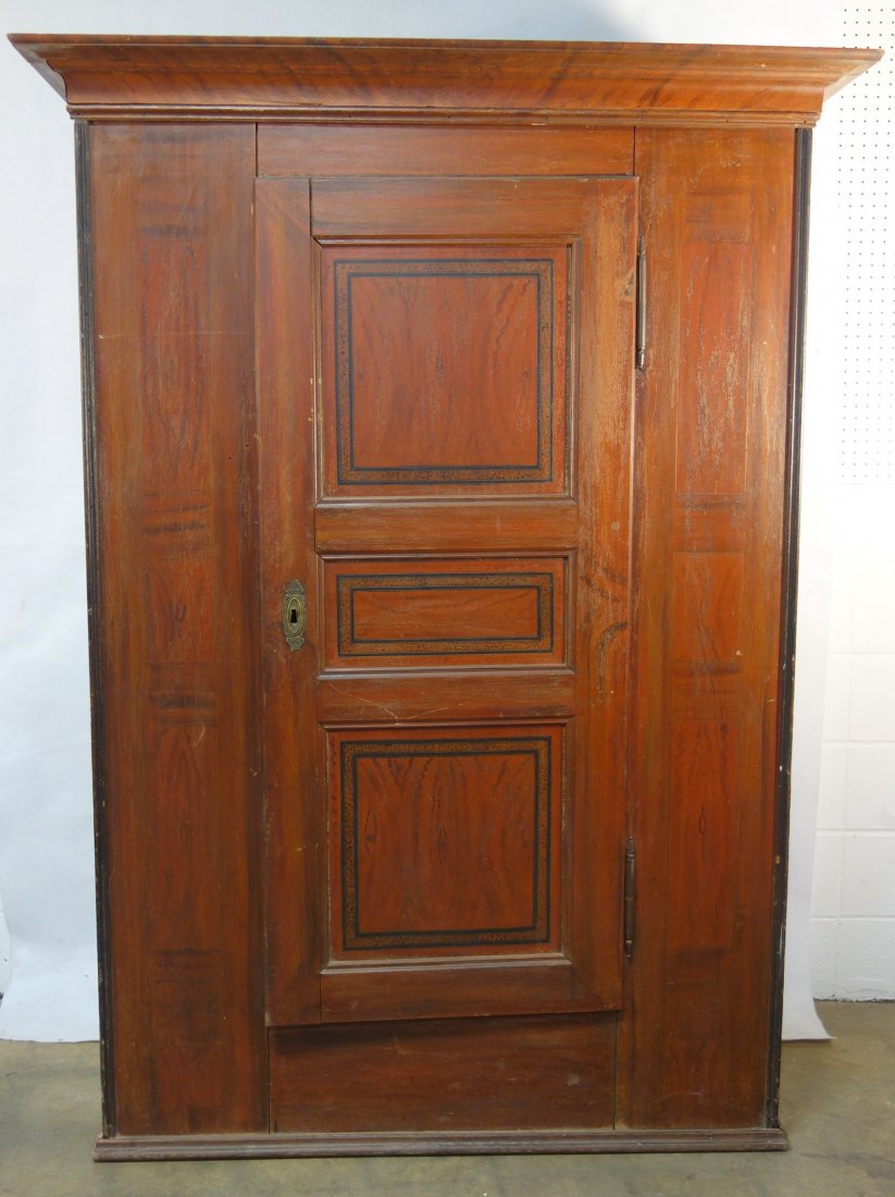 Grain painted & stenciled schrank having a single door (1 of 10)