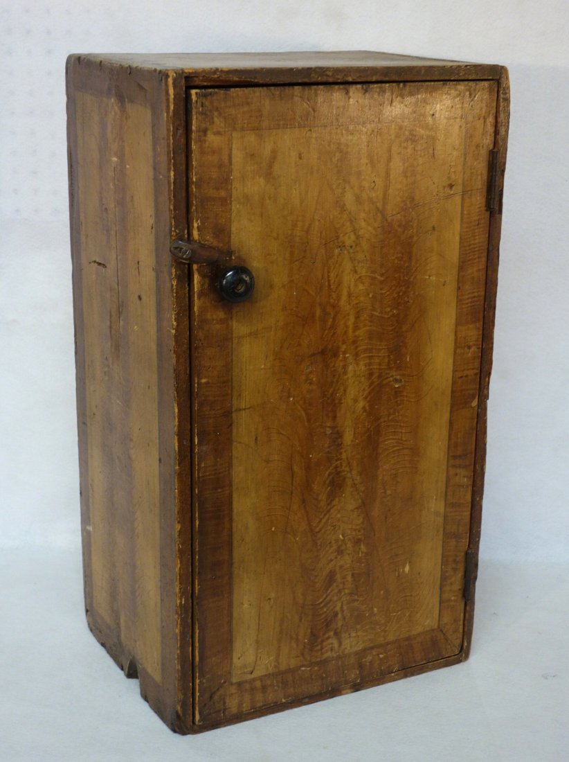 Grain painted single door wall cupboard, interior in (1 of 4)