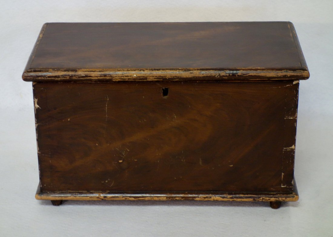 Miniature grain painted blanket box with turned feet in (1 of 6)