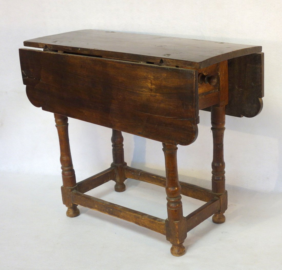 Small primitive drop leaf table with cross stretchers, (1 of 6)
