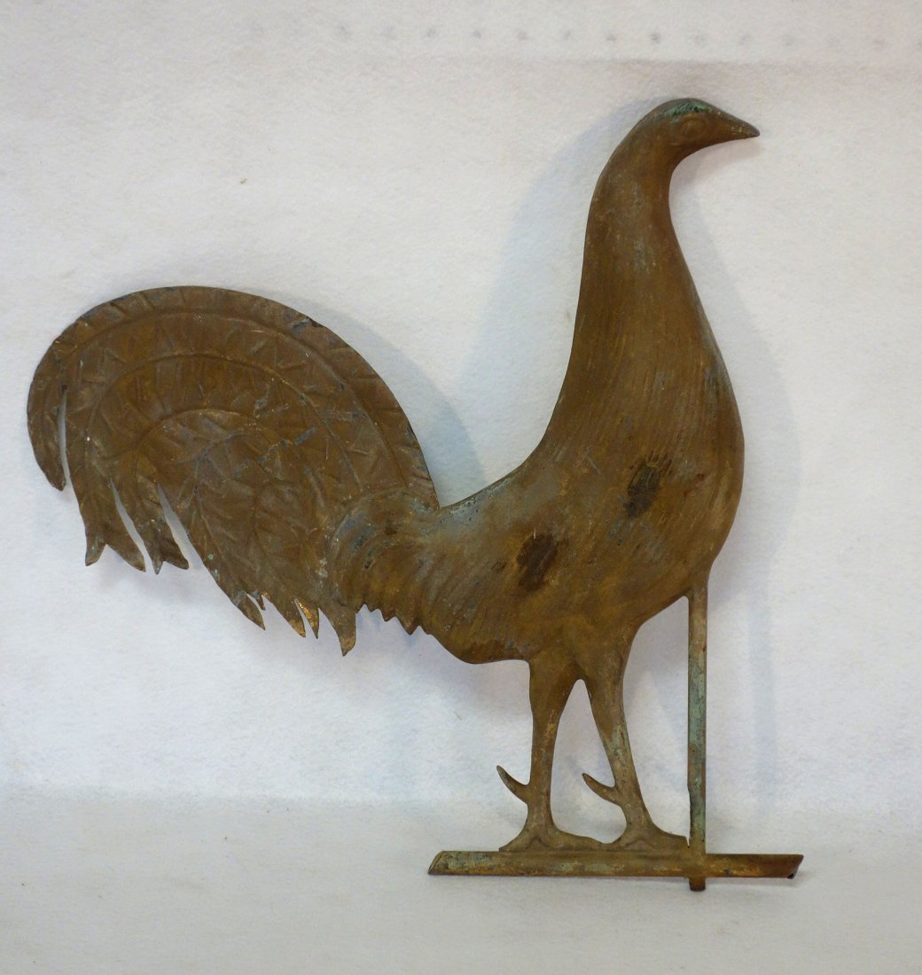 Molded copper game cock full body weathervane with (1 of 5)