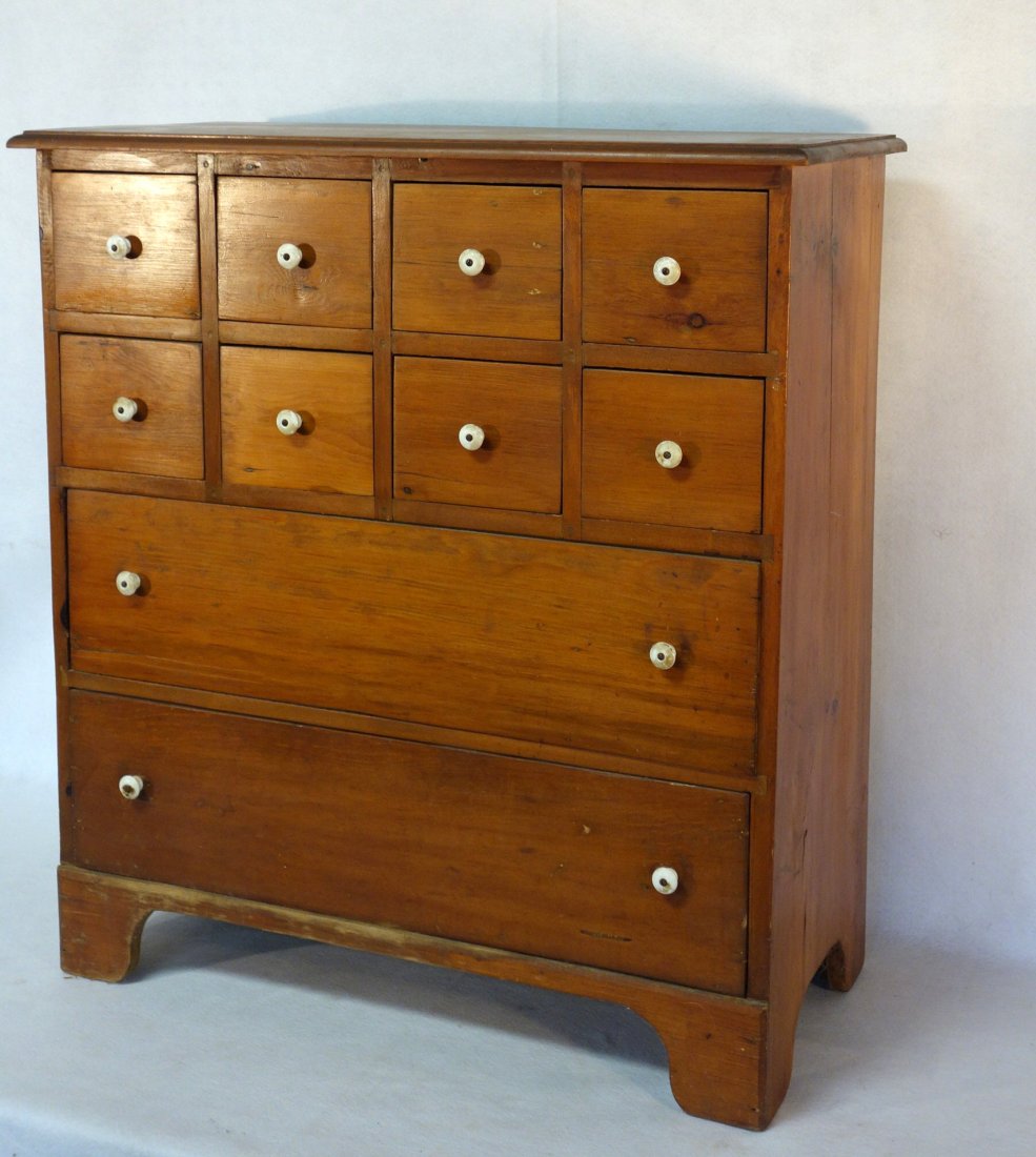 Pine apothecary cabinet having 2 rows of 4 drawers over (1 of 3)