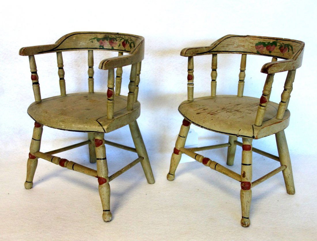 Pair of museum quality miniature Sheraton doll chairs (1 of 5)