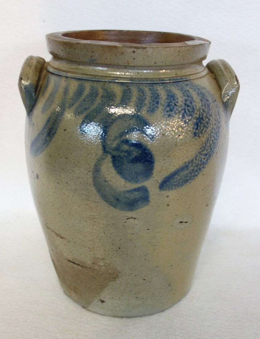 Stoneware 1 gallon crock, decorated with cobalt blue (1 of 6)