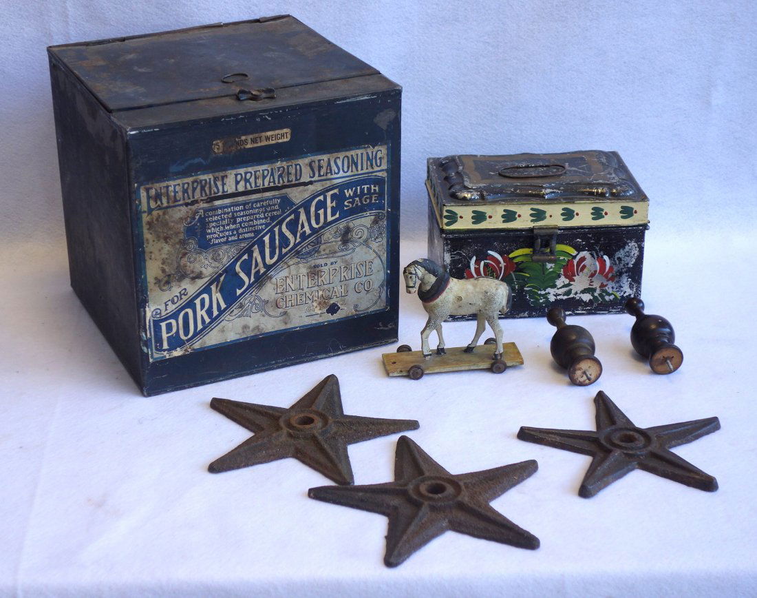 Grouping of 3 early decorative items including a hand (1 of 4)