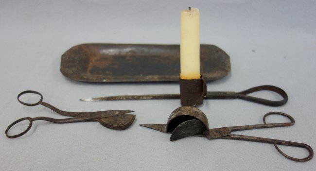 Grouping of 4 early iron/tin lighting related articles (1 of 4)
