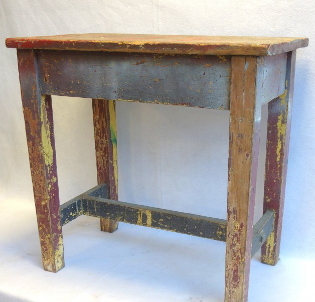 Arts and crafts era work table in old paint, with (1 of 3)