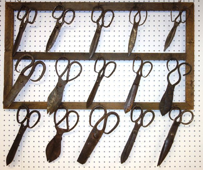 Collection of 15 hand forged iron scissors, most 18th (1 of 8)
