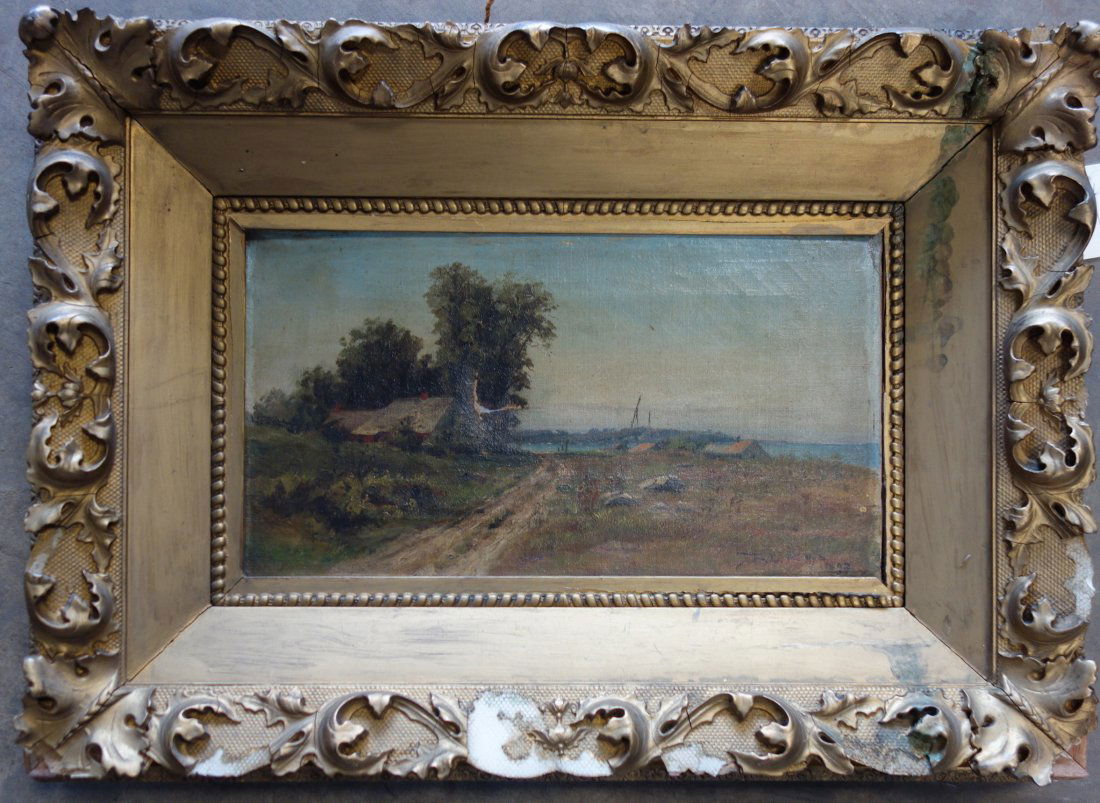 O/C Landscape with path leading to cottage, lake in (1 of 5)