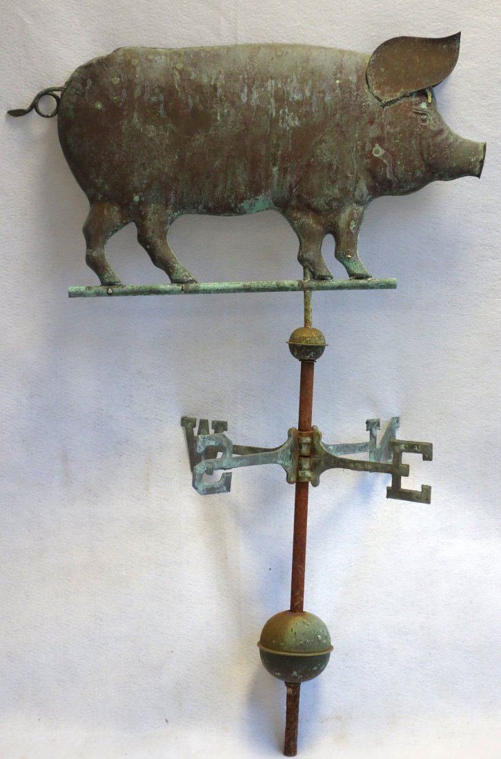Copper full body pig weathervane with directional - (1 of 3)