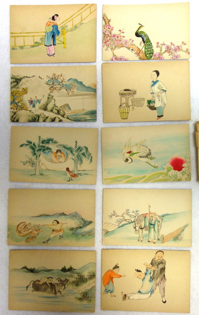 Grouping of 10 oriental W/C postcards in original M. (1 of 7)