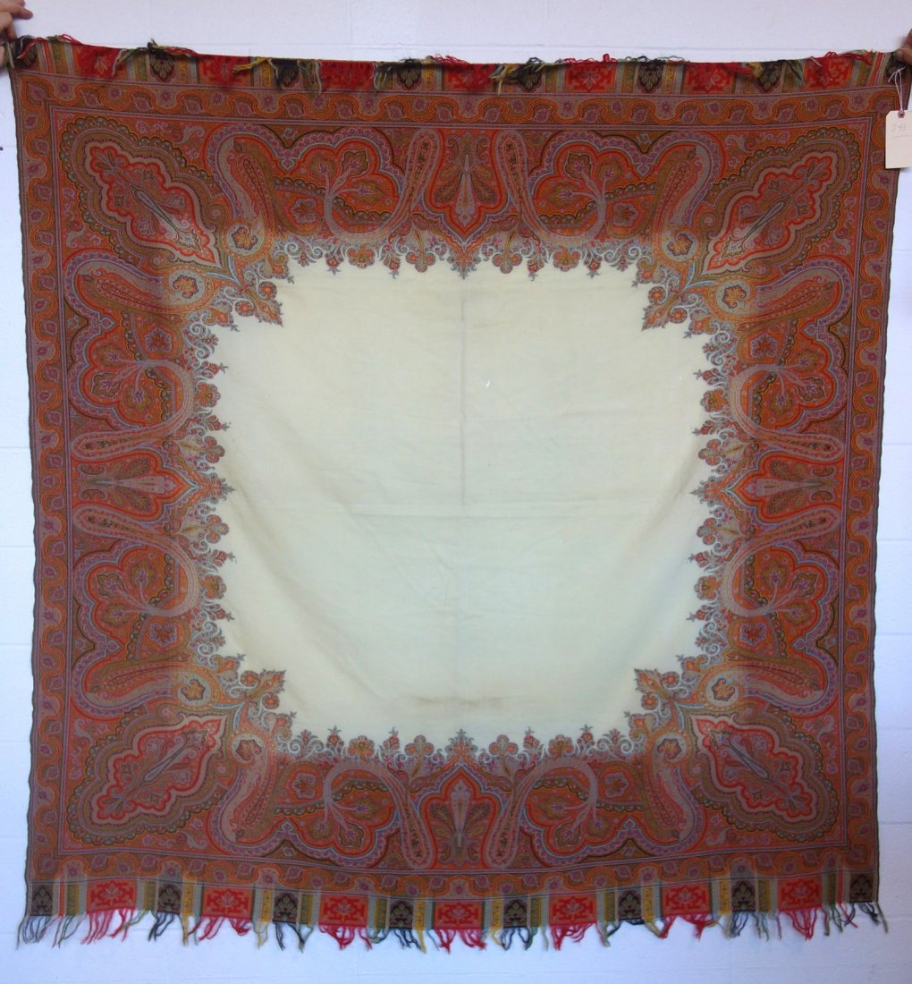 Paisley shawl - 19th century - large white central (1 of 4)