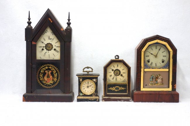 Seven clocks:  4 mantel clocks including an Ansonia 8 (1 of 4)