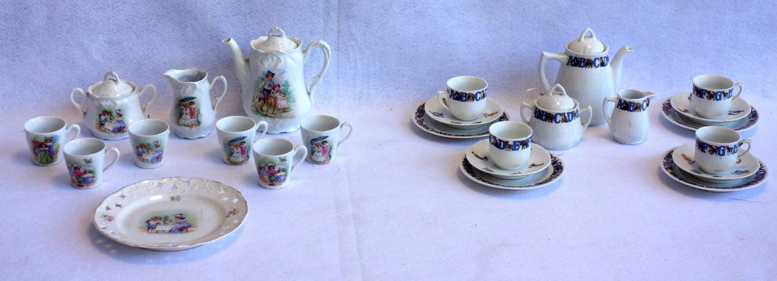 Two German porcelain doll tea sets, one 15 piece set (1 of 8)