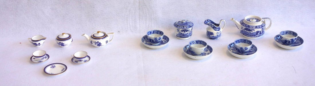 Two partial early blue and white porcelain doll tea (1 of 7)