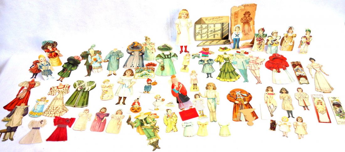 Grouping of paper and cardboard dolls and paper cut (1 of 9)