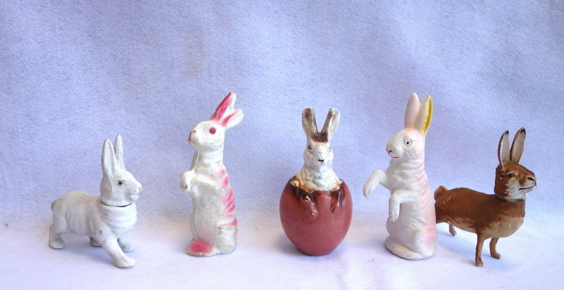 Group of 5 Easter bunny candy containers including 3 (1 of 4)