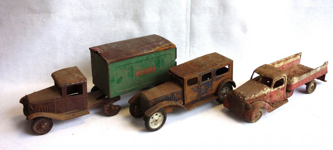 Three large pressed steel vehicles including 1930's (1 of 1)